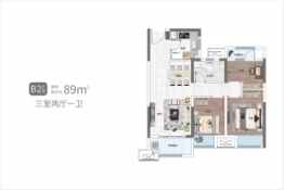 美的东润智慧城3室2厅1厨1卫建面89.00㎡