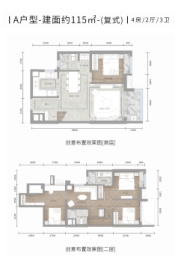 朗云花园4室2厅1厨3卫建面115.00㎡