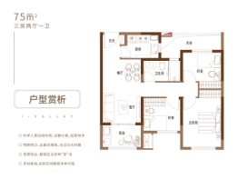 国贸智谷3室2厅1厨1卫建面75.00㎡