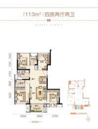 角美宝嘉誉峰4室2厅1厨2卫建面113.00㎡