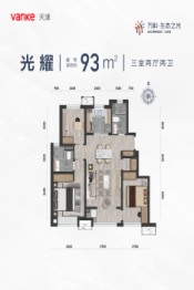 万科生态之光3室2厅1厨2卫建面93.00㎡