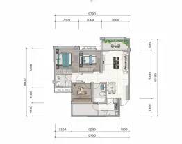 鼎仁恒骏府3室2厅1厨2卫建面76.40㎡