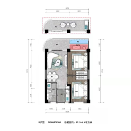 新鸿蓝海2室1厅1厨1卫建面52.50㎡