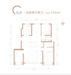 龙樾合玺4室2厅1厨2卫建面155.00㎡