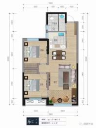 澳厦·四季广场2室2厅1厨1卫建面89.90㎡