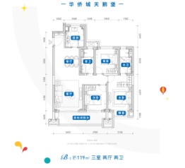 太原华侨城天鹅堡3室2厅1厨2卫建面119.00㎡