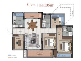 美的卓越好时光4室2厅1厨2卫建面106.00㎡