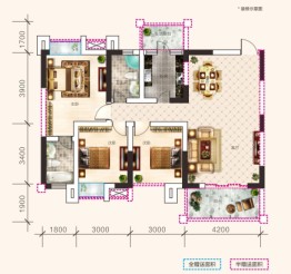 津桥上郡3室2厅2卫建面110.00㎡