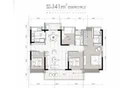 碧桂园云樾半岛4室2厅1厨2卫建面141.00㎡