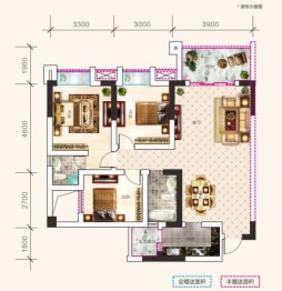 津桥上郡3室2厅2卫建面115.00㎡