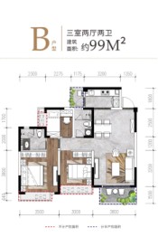 融和天骄3室2厅1厨2卫建面99.00㎡