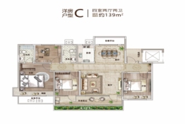 九巨龙红星7号4室2厅2卫建面139.00㎡