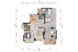 宝悦豪庭2室2厅1厨2卫建面100.00㎡