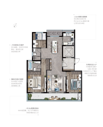 儒辰辰光里3室2厅1厨2卫建面144.00㎡