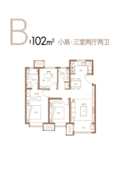 宸悦府3室2厅1厨2卫建面102.00㎡