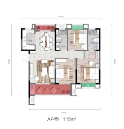 鑫龙·徐东｜菁英府3室2厅1厨2卫建面115.00㎡