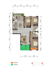 裕添·四季花城3室2厅1厨2卫建面135.00㎡