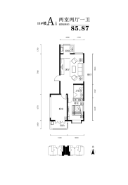 阳原鸿翔城2室2厅1厨1卫建面85.87㎡