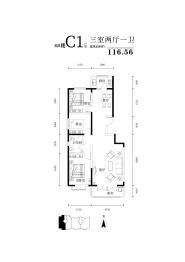 阳原鸿翔城3室2厅1厨1卫建面116.56㎡