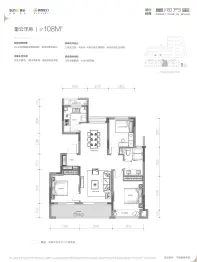 融创招商星河万里3室2厅1厨2卫建面108.0㎡