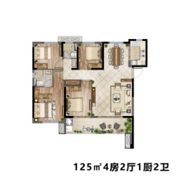 世茂璀璨悦府4室2厅1厨2卫建面125.00㎡