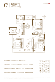 东哲牧野崇文洋房125㎡户型