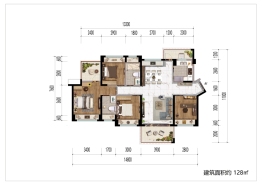 惠州星河丹堤3室2厅1厨2卫建面128.00㎡