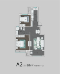 新城云樾玖璋2室2厅1卫建面88.00㎡