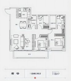 中海·翰林原著3室2厅1厨2卫建面118.00㎡