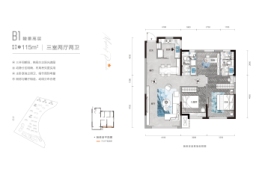 枫叶·蔚澜半岛3室2厅1厨2卫建面115.00㎡