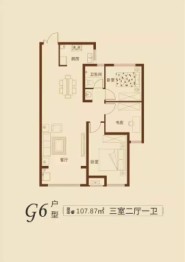 华启公园壹号3室2厅1厨1卫建面107.87㎡