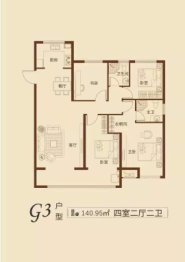 华启公园壹号4室2厅1厨2卫建面140.95㎡