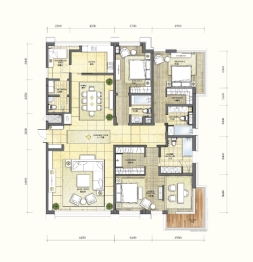 琥珀湾3室2厅1厨4卫建面265.00㎡