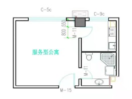 兴合大厦1室1厅1卫建面46.70㎡