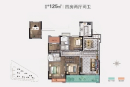 美林湖·龙门里4室2厅1厨2卫建面125.00㎡