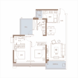 湾上一品2室2厅1厨2卫建面99.00㎡