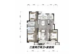 保利城3室2厅1厨2卫建面121.0㎡