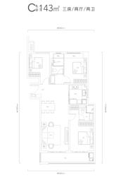 长投保利汉口印3室2厅1厨2卫建面143.00㎡