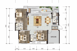 阳光·学府澜湾4室2厅1厨2卫建面96.56㎡