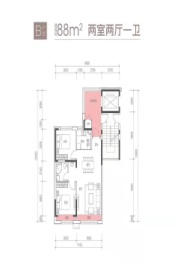 富腾观天下2室2厅1厨1卫建面88.00㎡