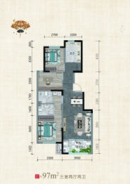 澳海南棠印3室2厅1厨2卫建面97.00㎡