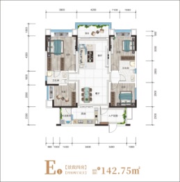 熙畔别院4室2厅1厨2卫建面142.75㎡