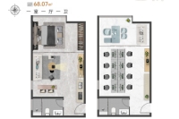 建面约68.07㎡户型