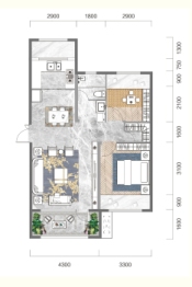 锦绣华府2室2厅1厨1卫建面84.50㎡