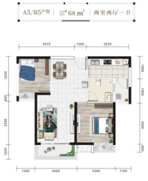 襄江国投·襄江苑2室2厅1厨1卫建面68.00㎡