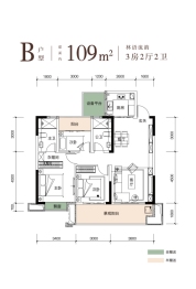 金地·都会风華3室2厅1厨2卫建面109.00㎡