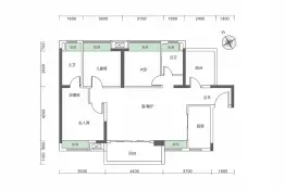 财信玺阅2室2厅1厨2卫建面110.00㎡