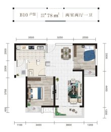 襄江国投·襄江苑2室2厅1厨1卫建面78.00㎡