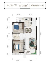 襄江国投·襄江苑2室2厅1厨1卫建面78.00㎡