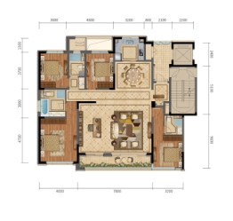 万达蘭园4室2厅1厨3卫建面195.00㎡